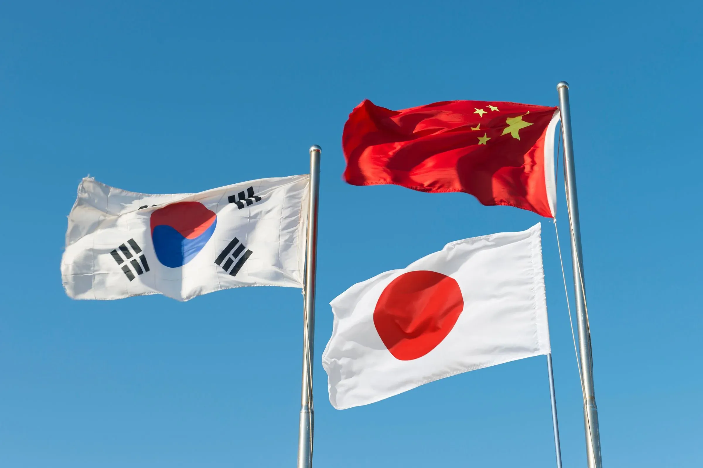 banderas japon Corea del Sur y china